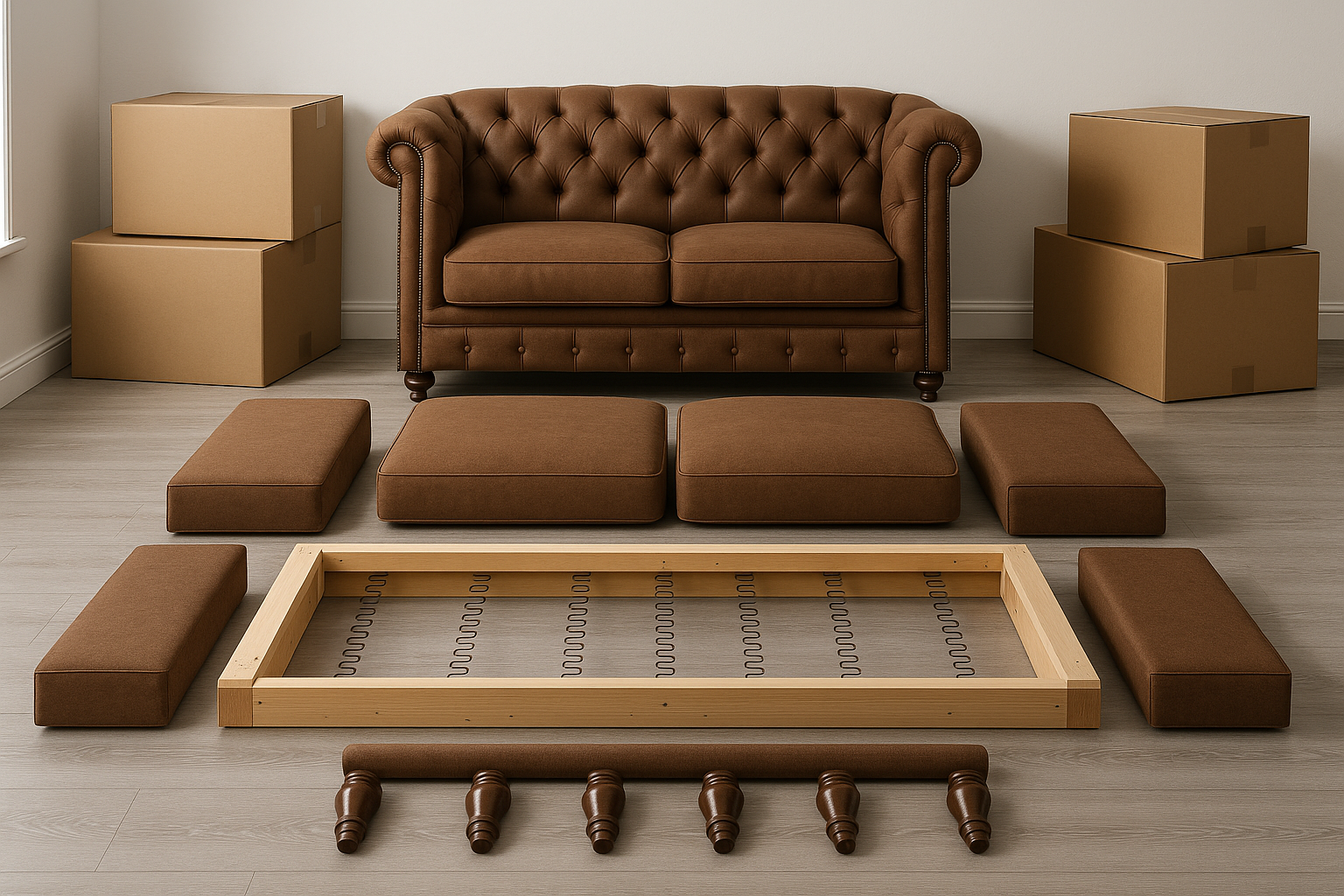 How to Disassemble and Reassemble a Chesterfield Sofa for Moving or ...