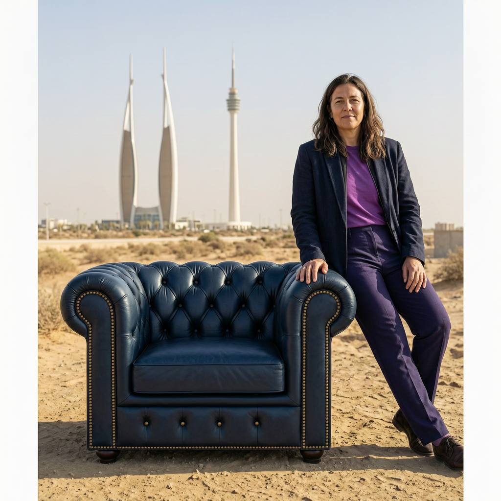 Chesterfield Around the World: The Silhouette of Kuwait Towers on the Arabian Gulf