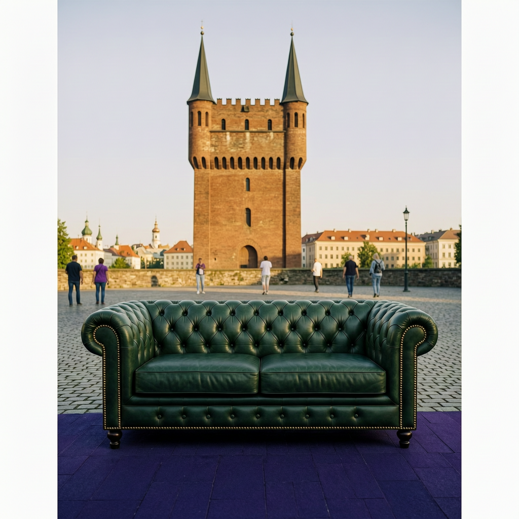 Gediminas Tower Through Chesterfield Eyes: A Blend of Colonial Elegance and Baltic Heritage